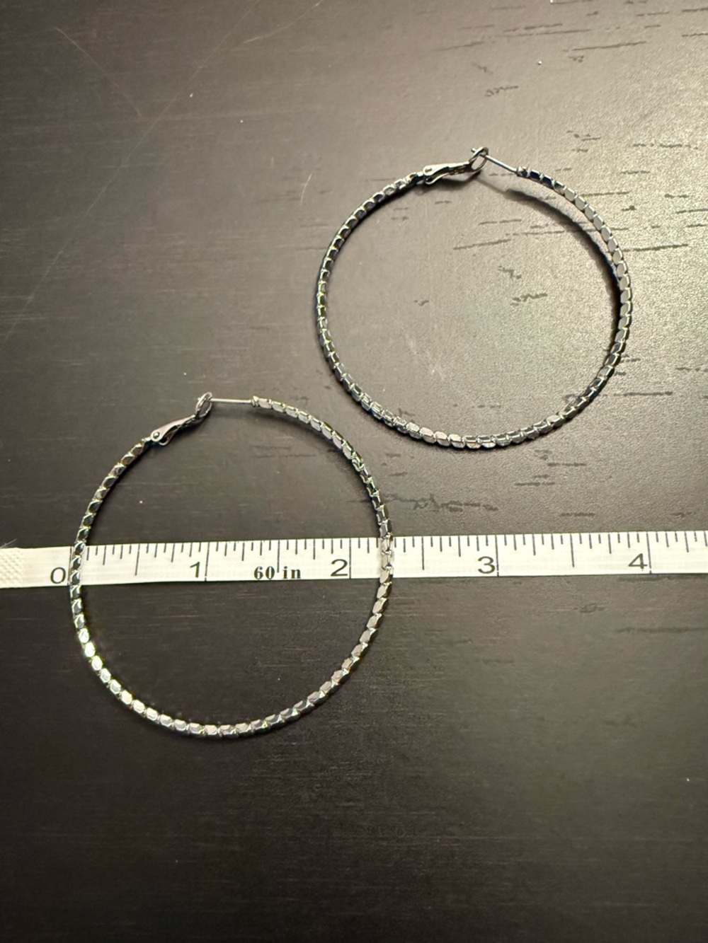 Express Silver Bevel Textured 2.25 inches Hoop Earrings Women’s Jewelry - Picture 4 of 4